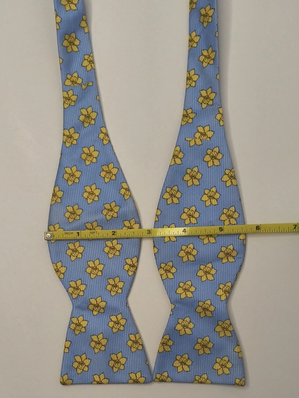 Blue Floral Bow Tie Yellow Flowers